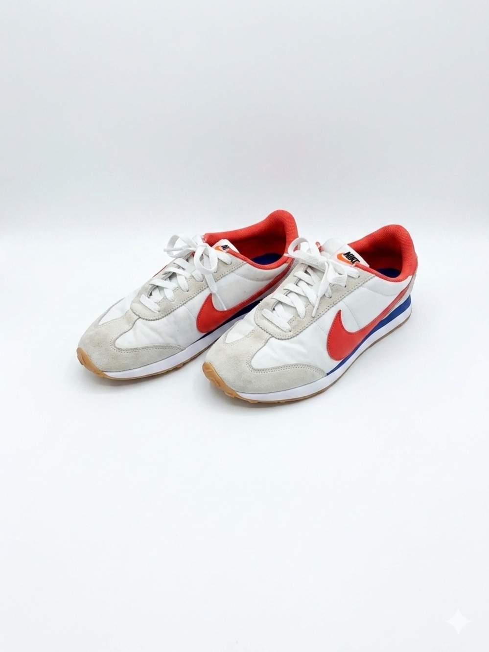 Nike White Sneakers with Red Swoosh and Red Lining